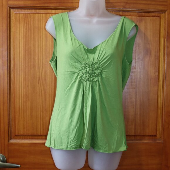 Green Rosette Tank Top Unbranded Est LG - Picture 1 of 7